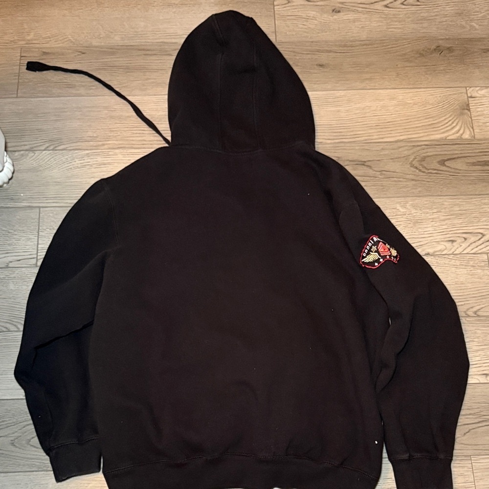 COOGI Black Zip-Up Hoodie with Embroidered Patches Size XXL Big Tall - Picture 4 of 13